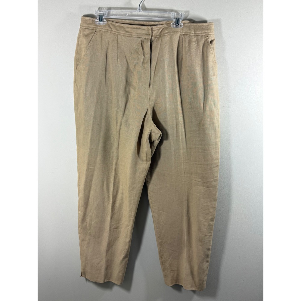 Apostrophe Women's 100% Linen Pants Size 18 Beige Coastal Career Classic